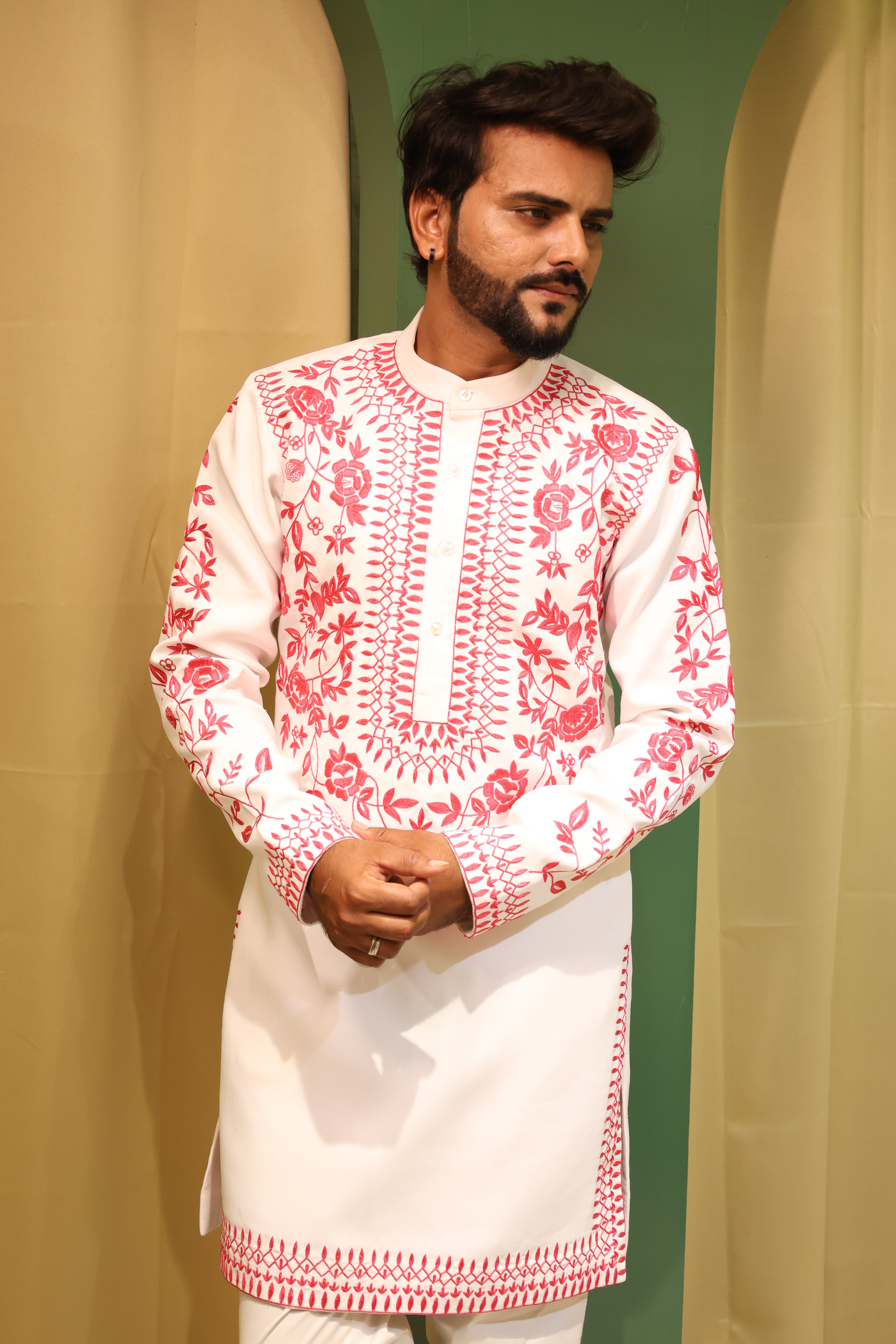 Rosette Embroidered Gulzar Kurta