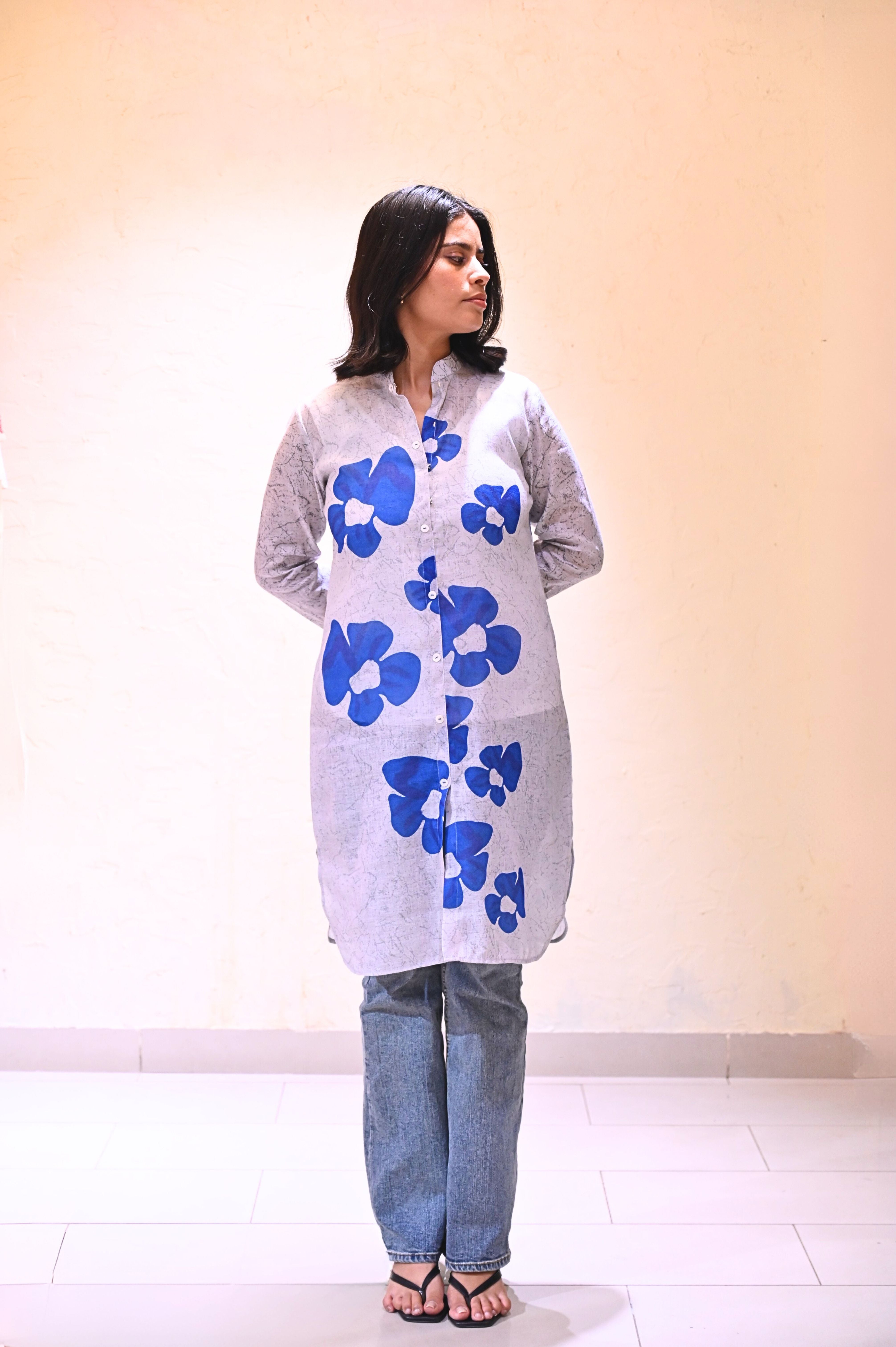 Flower Blooming Kurta Linen