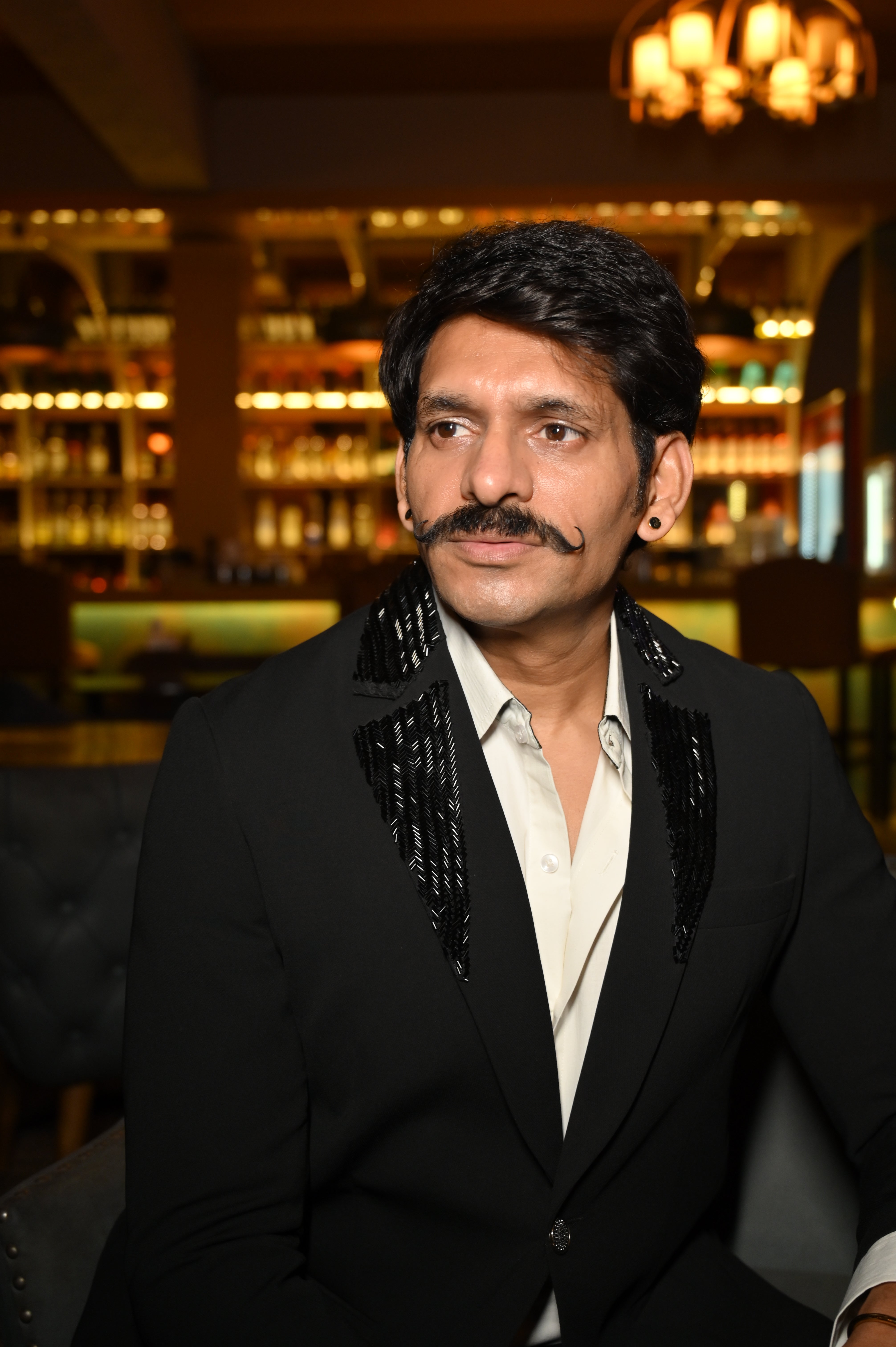 Black Sequin Lapel Tuxedo Blazer