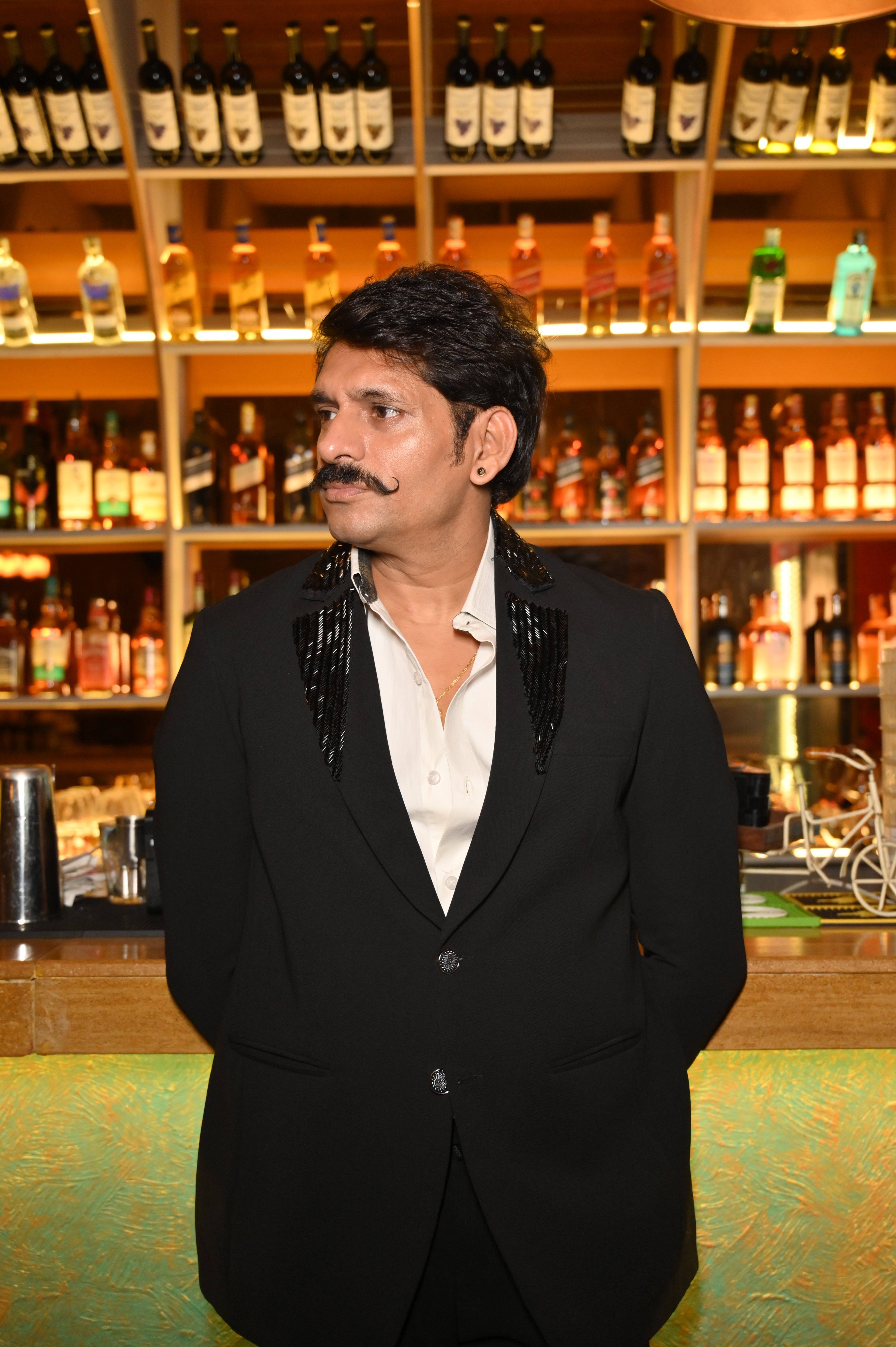 Black Sequin Lapel Tuxedo Blazer