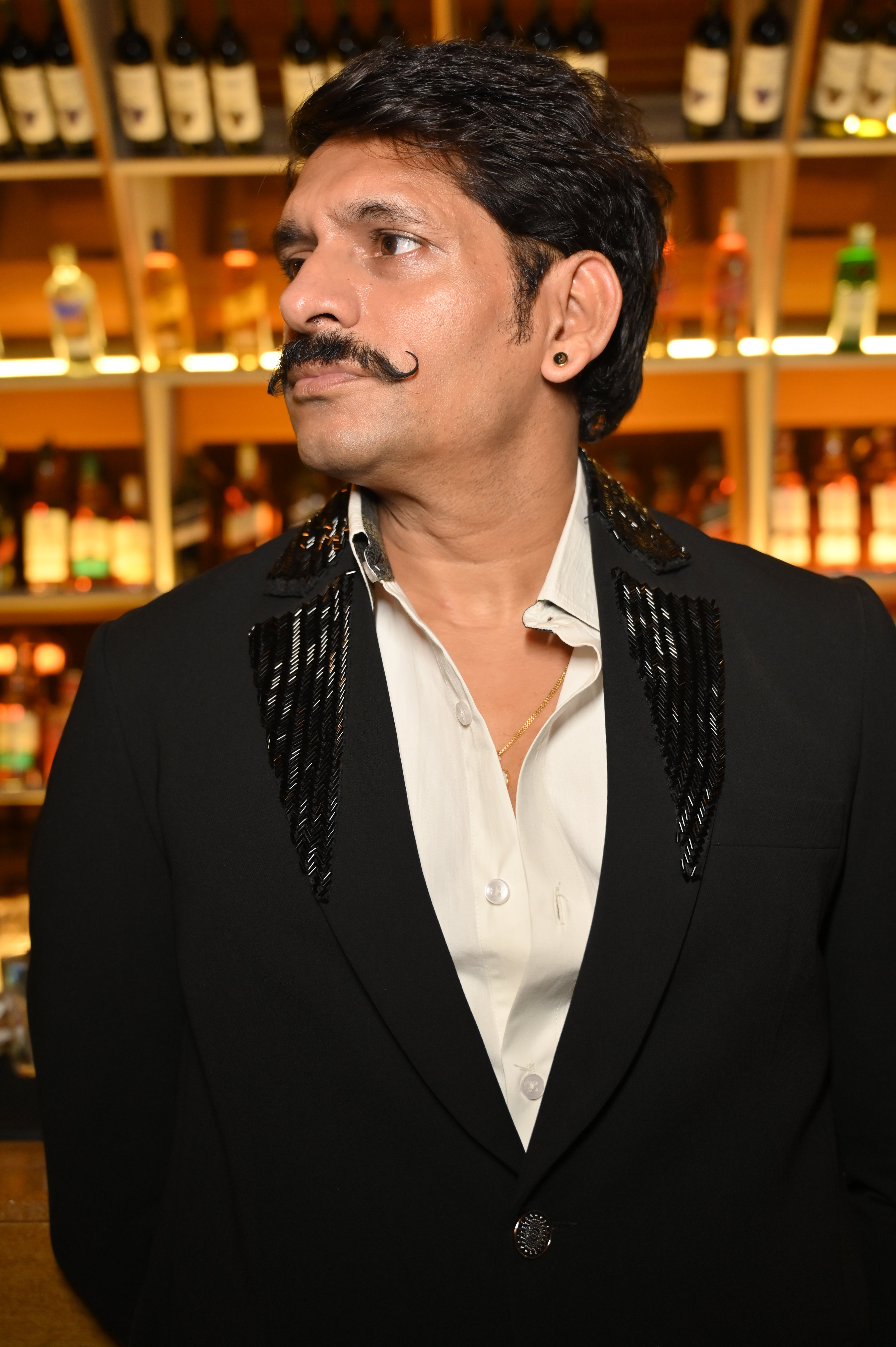 Black Sequin Lapel Tuxedo Blazer