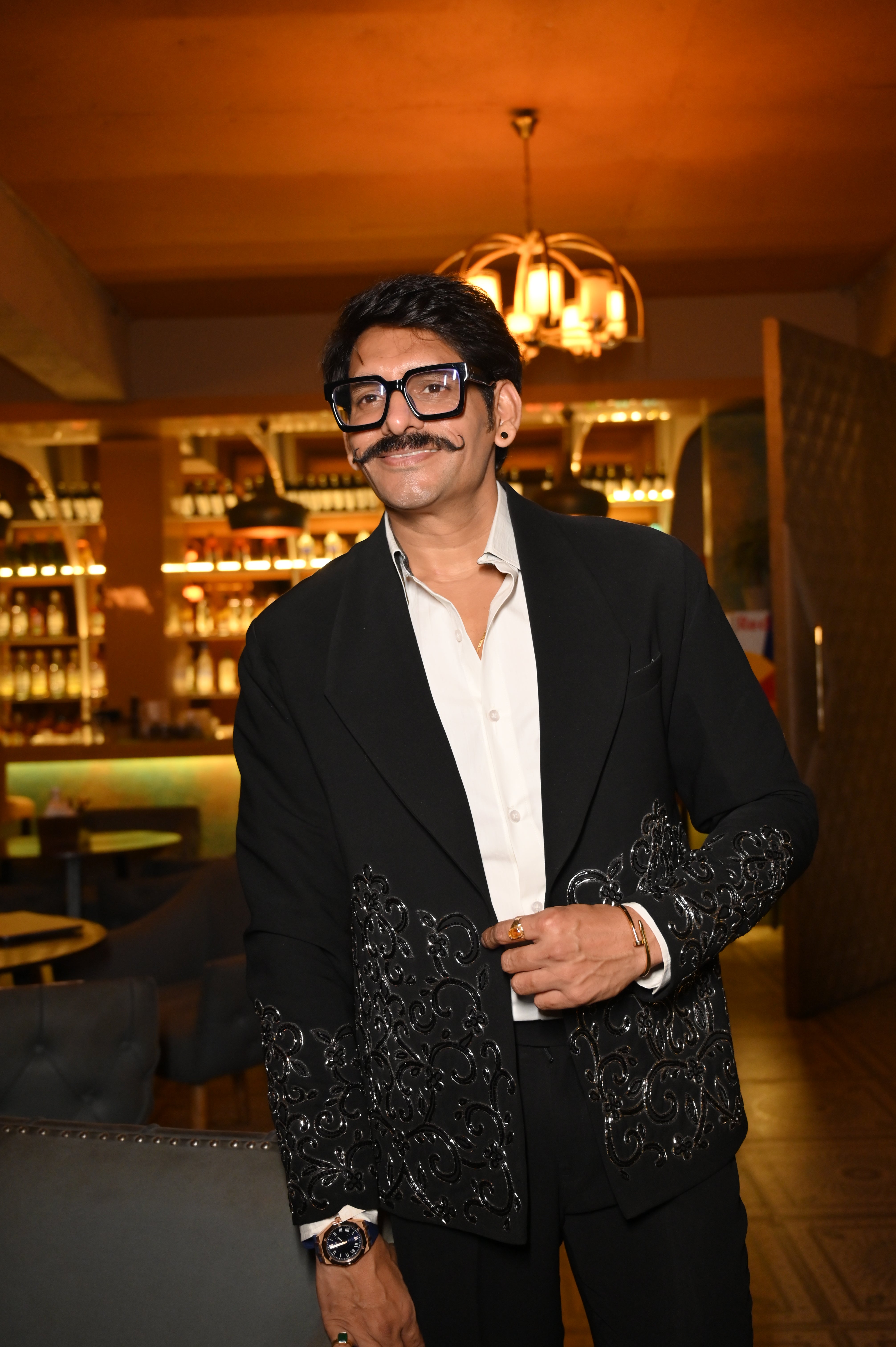 Black Embroidered Tuxedo Blazer