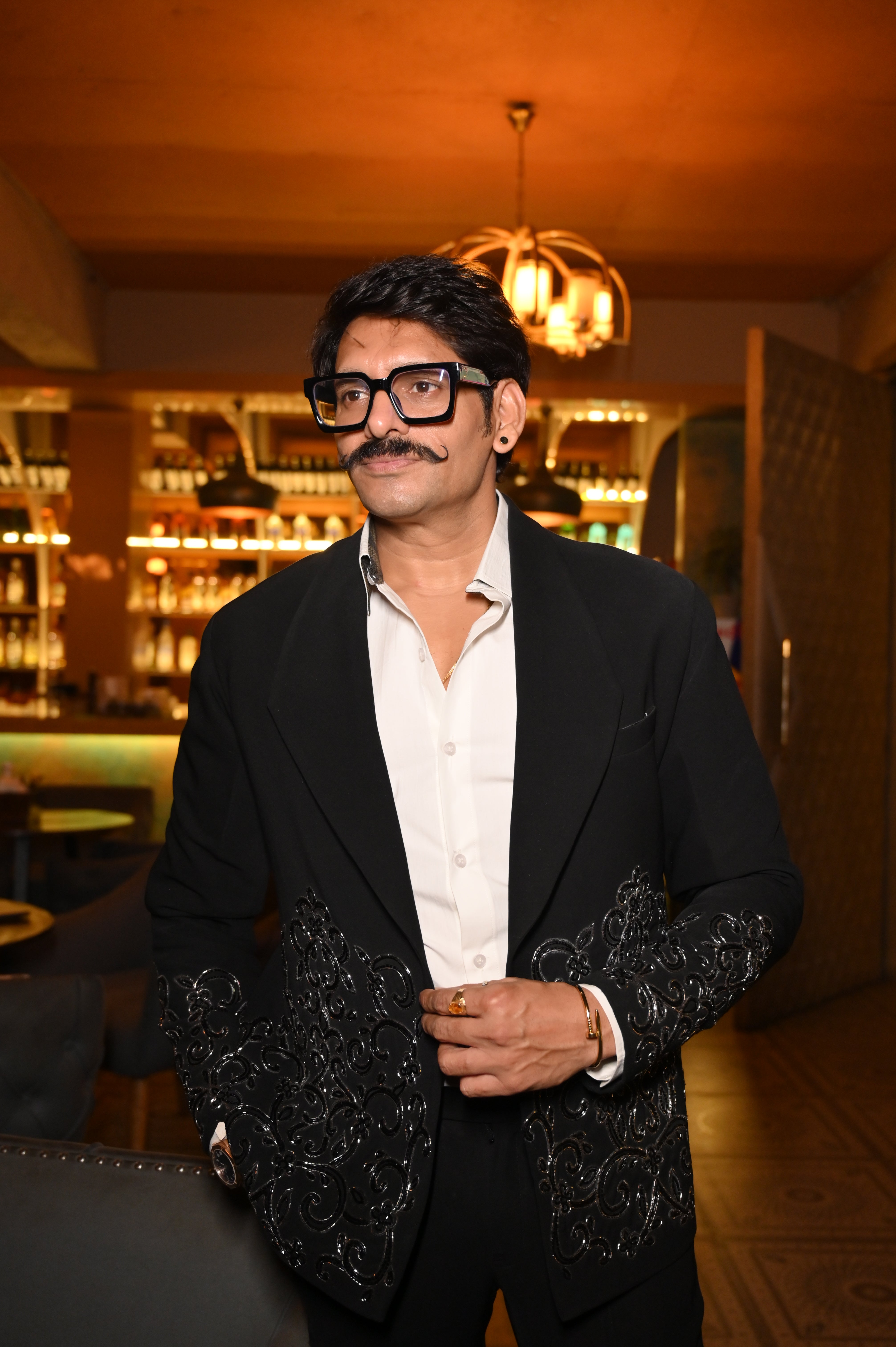 Black Embroidered Tuxedo Blazer