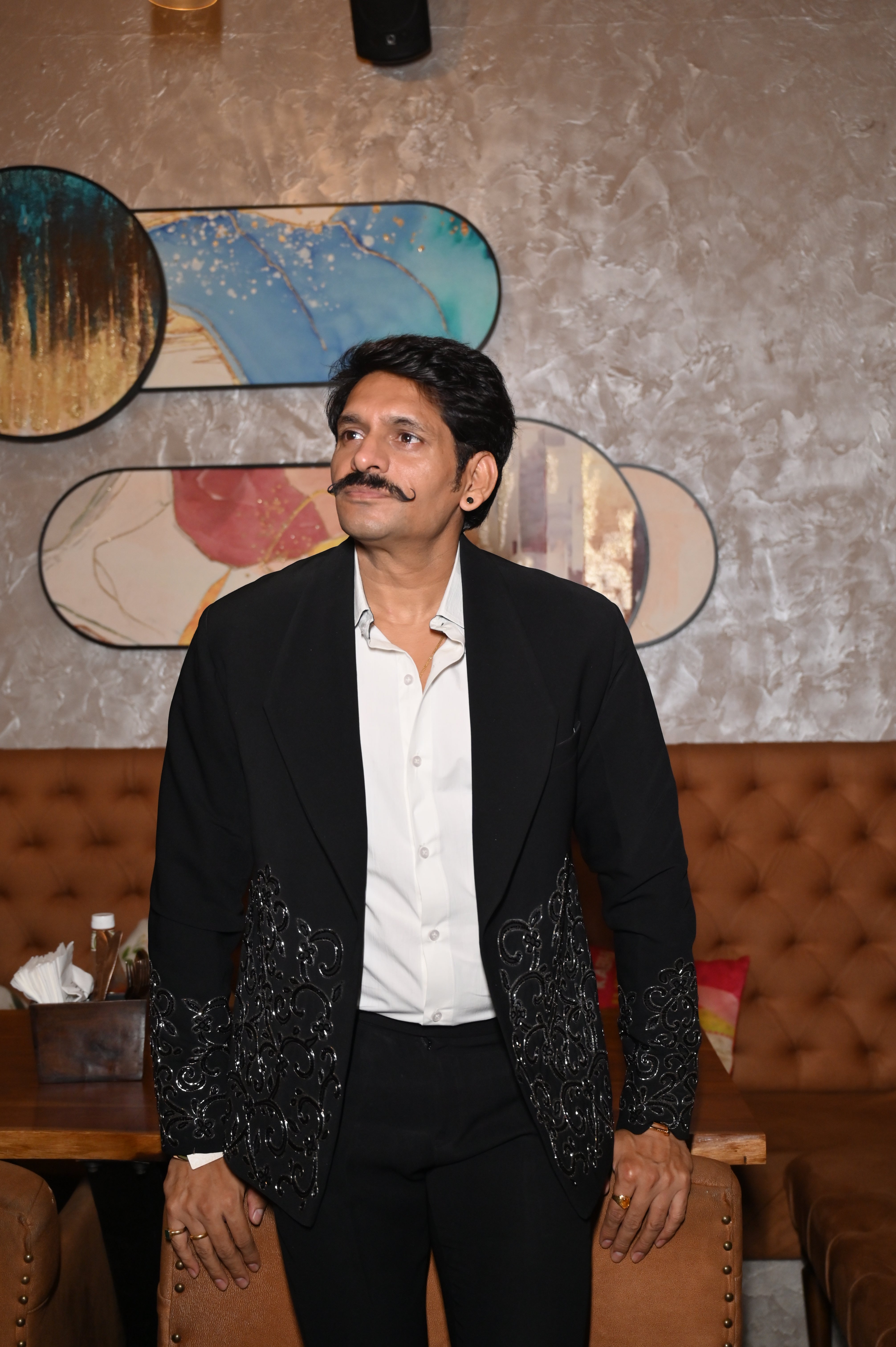 Black Embroidered Tuxedo Blazer