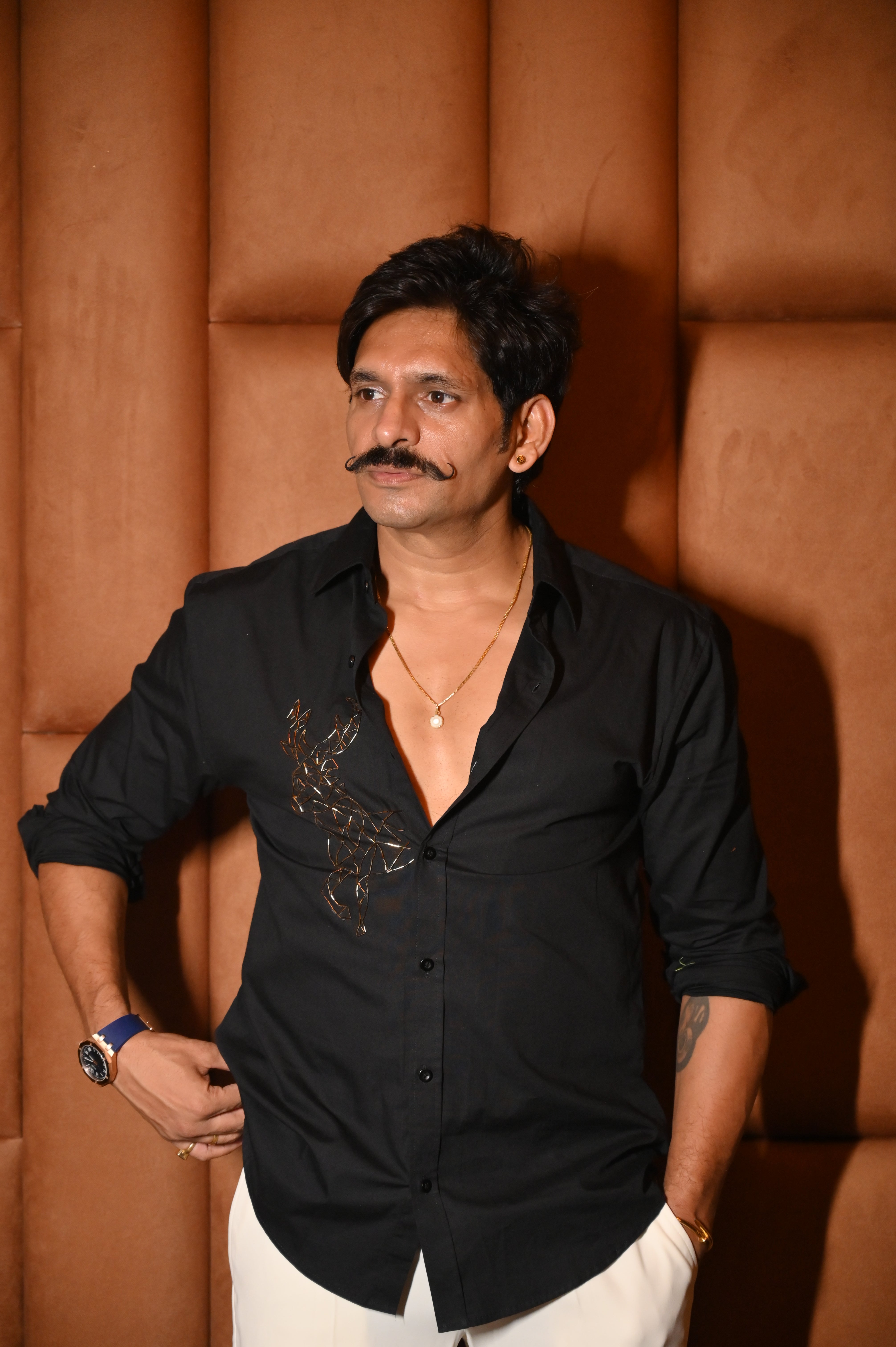 Black Embroidered Slim Fit Shirt