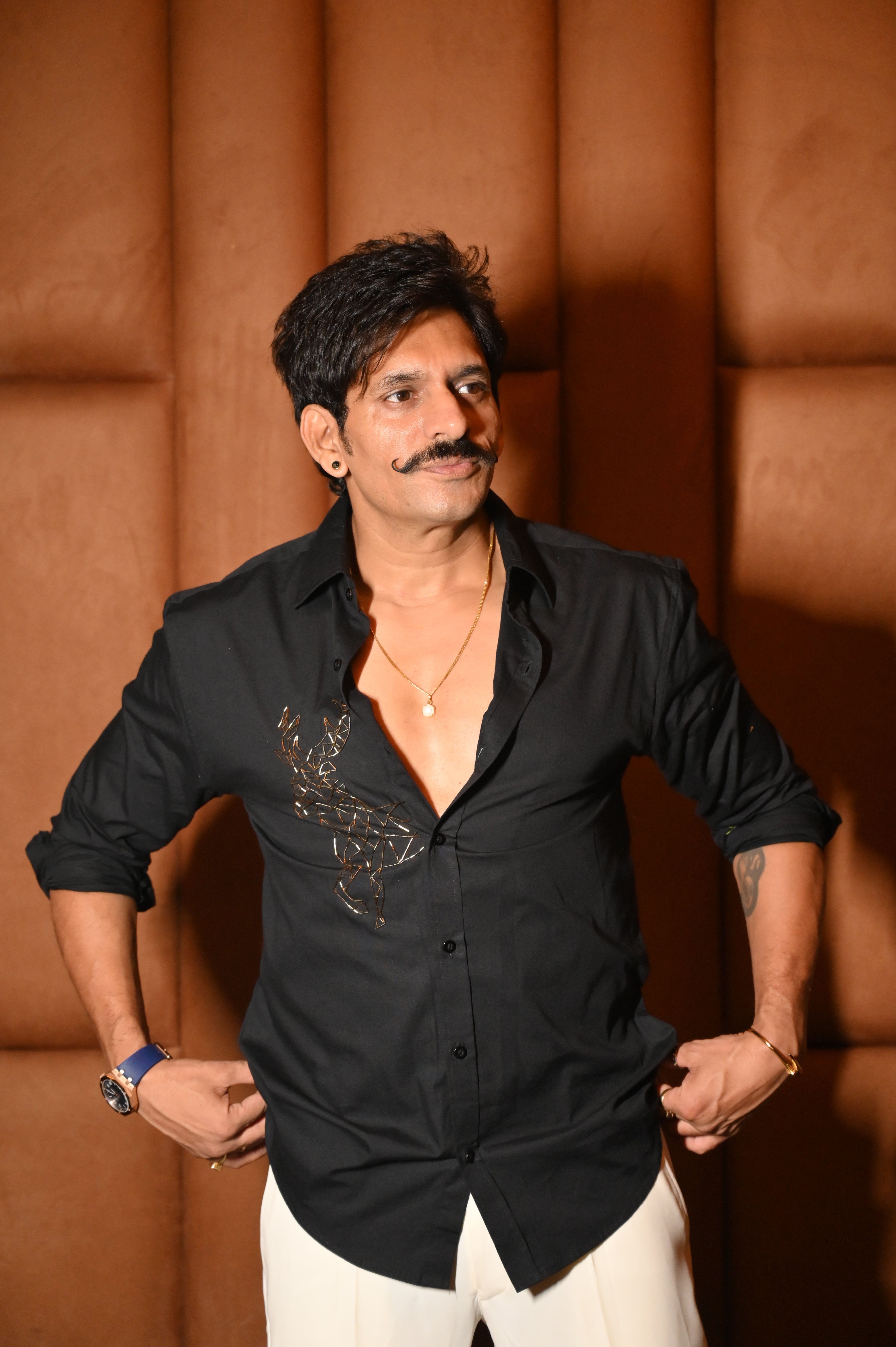 Black Embroidered Slim Fit Shirt