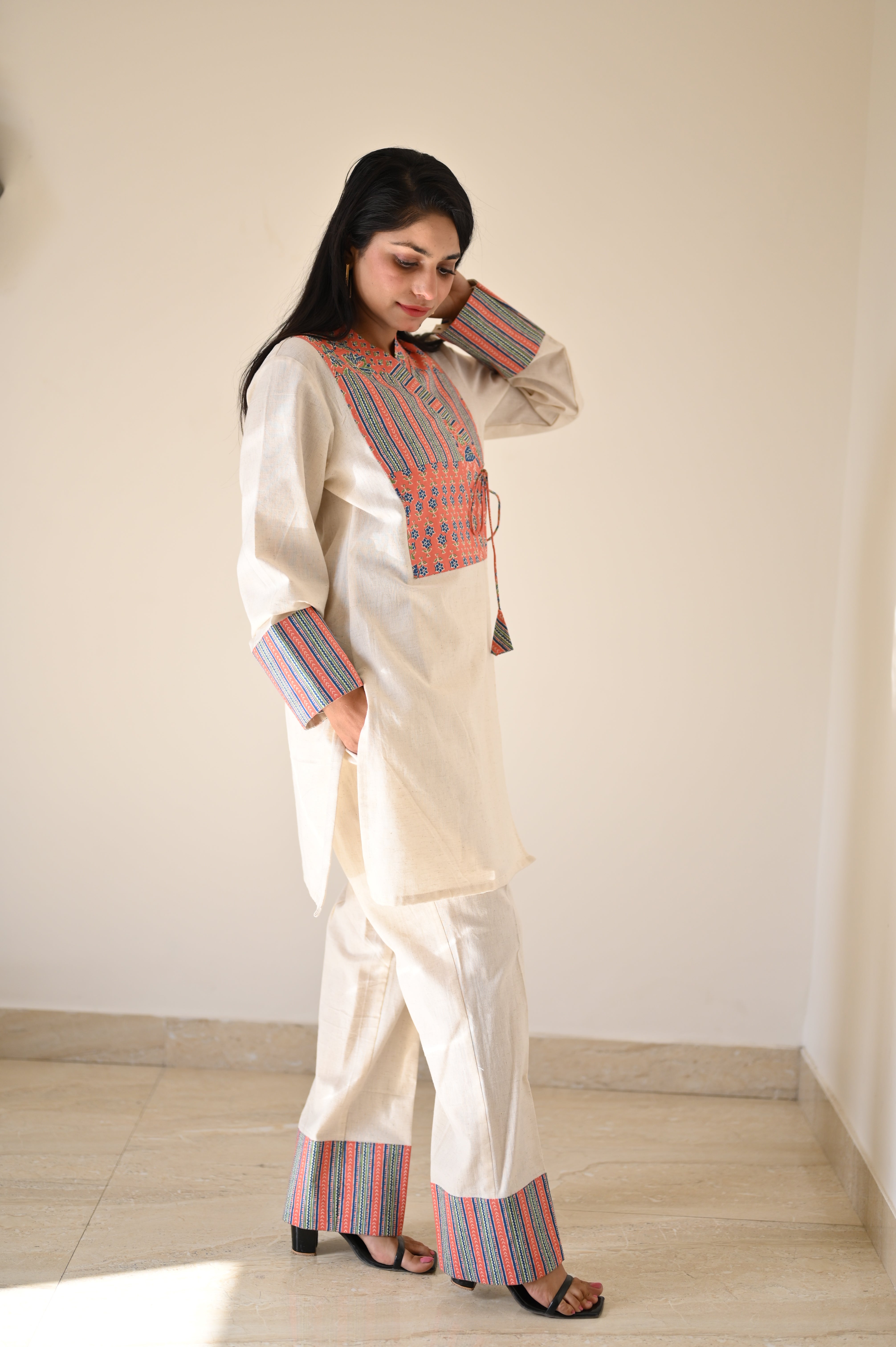 Neck Patch Khadi Co-ord Set