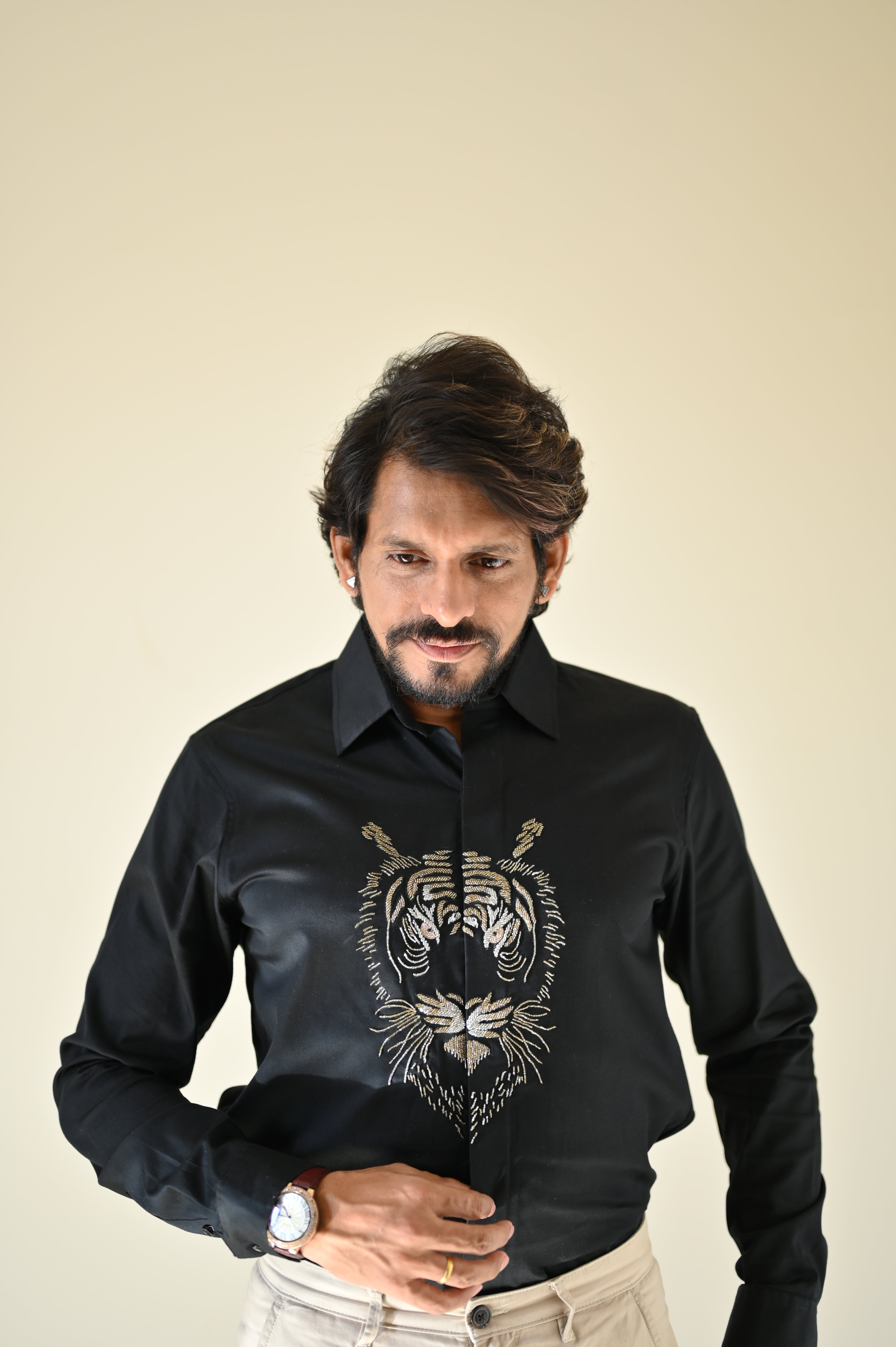 Tiger Black Party Statement Shirt