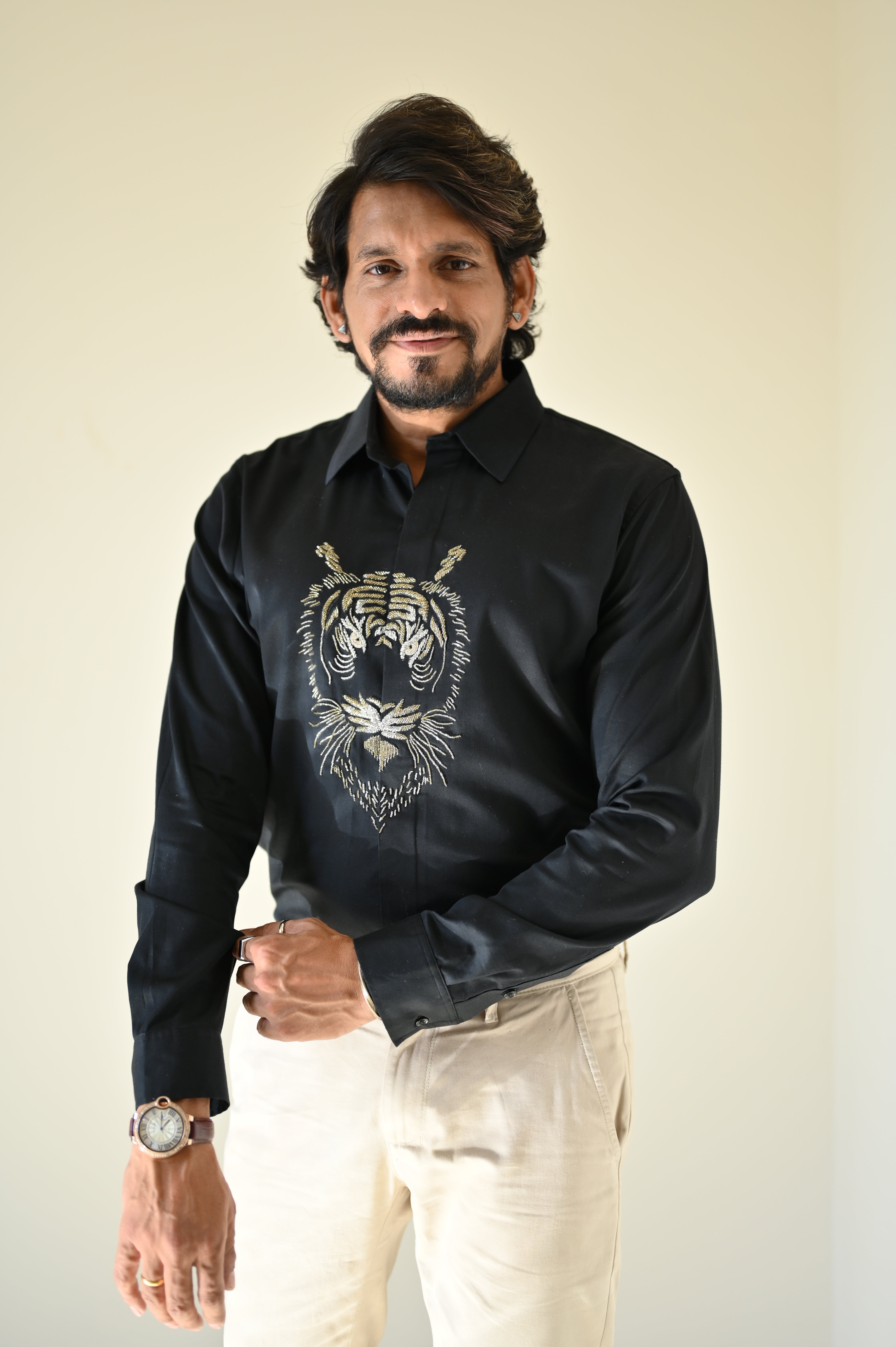 Tiger Black Party Statement Shirt