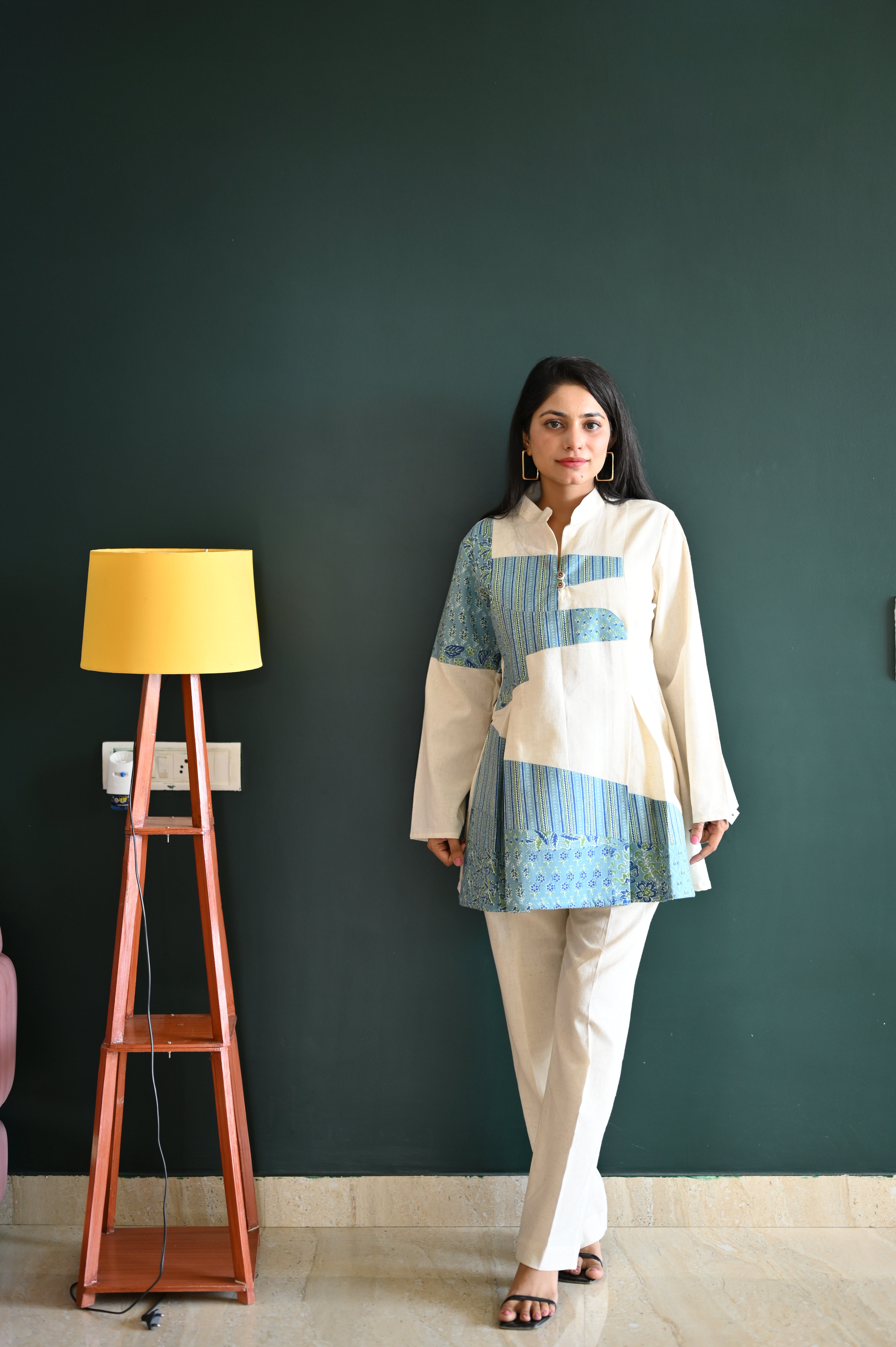Blue Design Khadi Co-ord Set