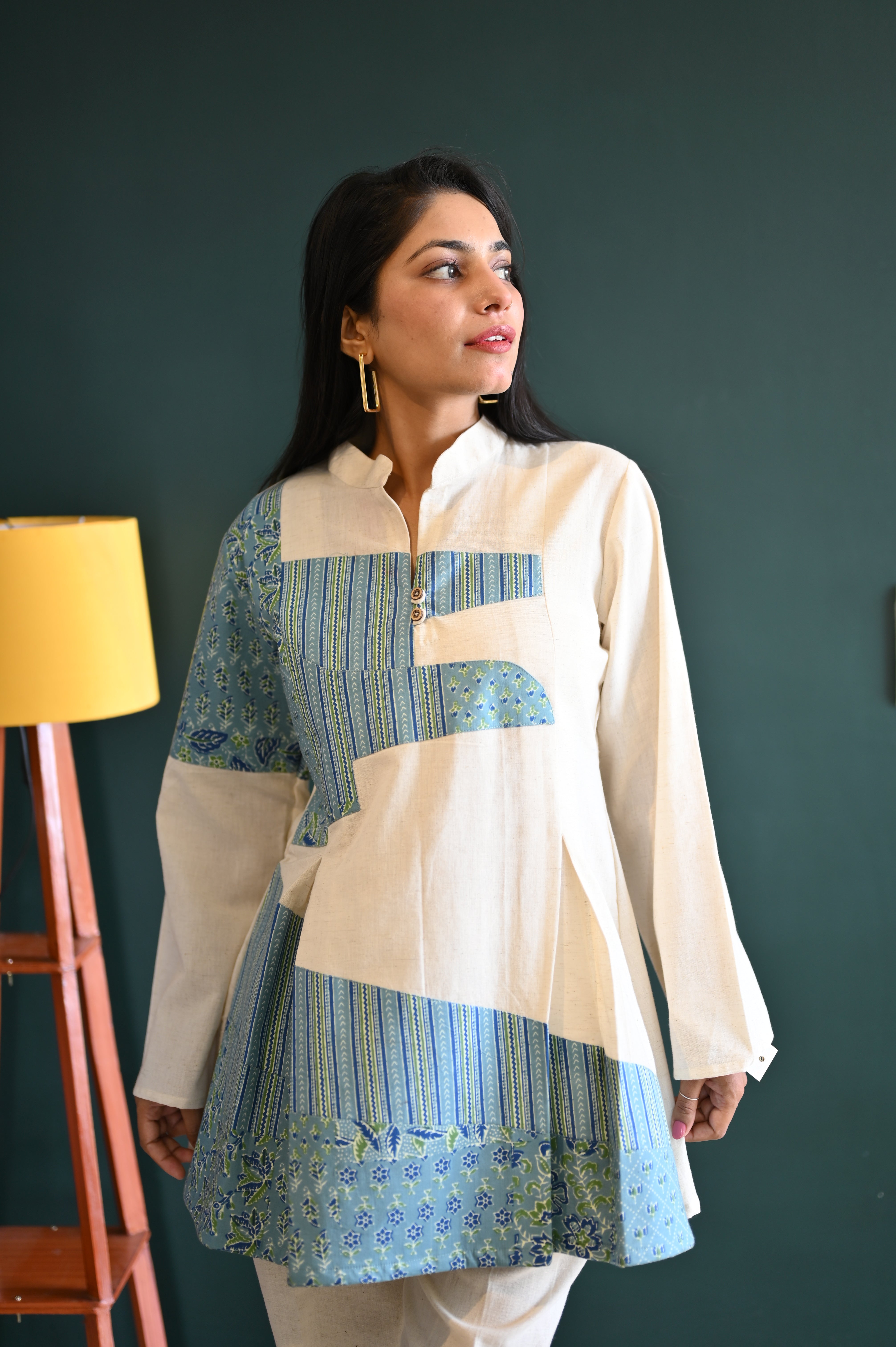 Blue Design Khadi Co-ord Set
