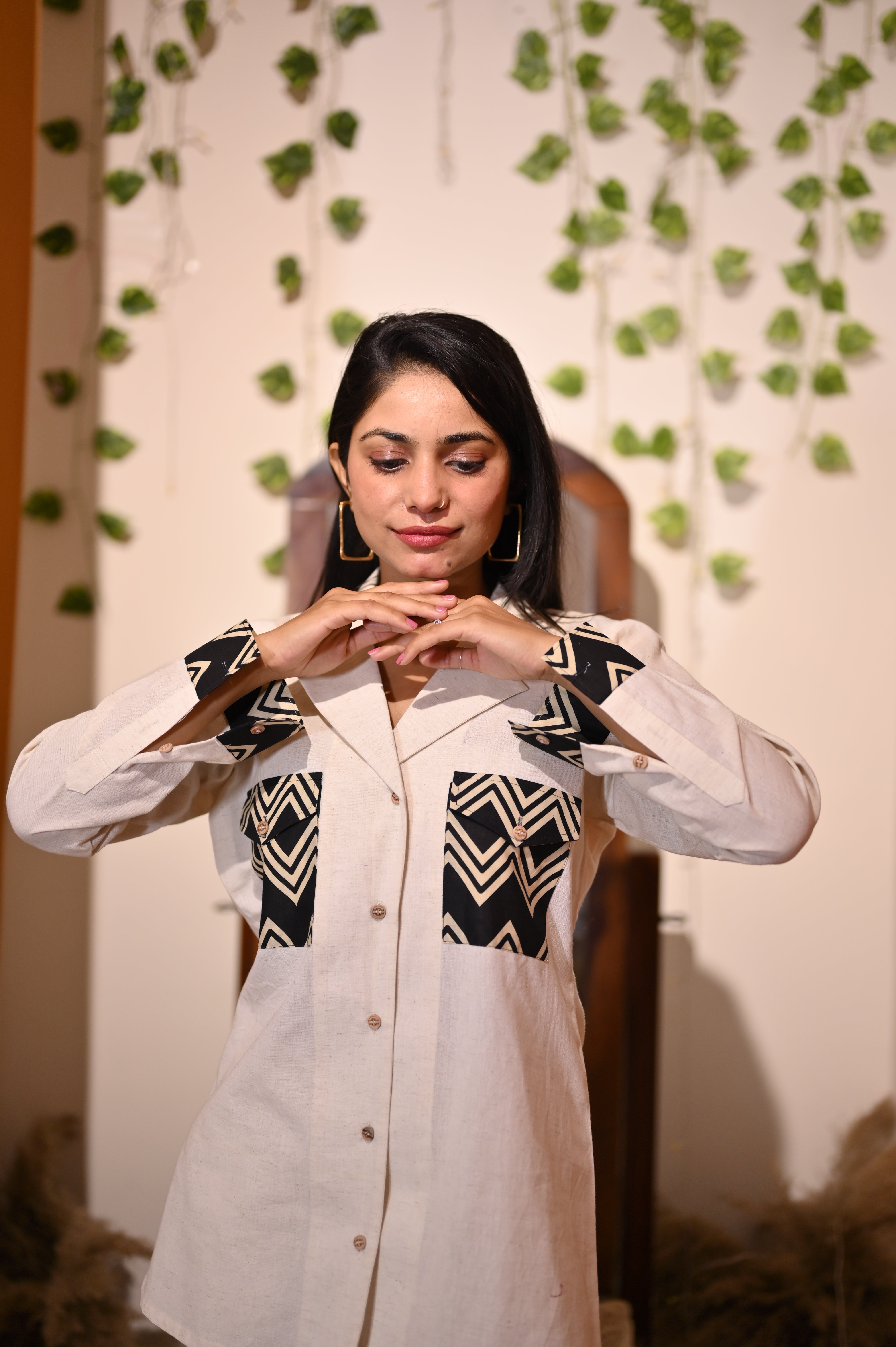 Black Pocket Khadi Co-ord Set