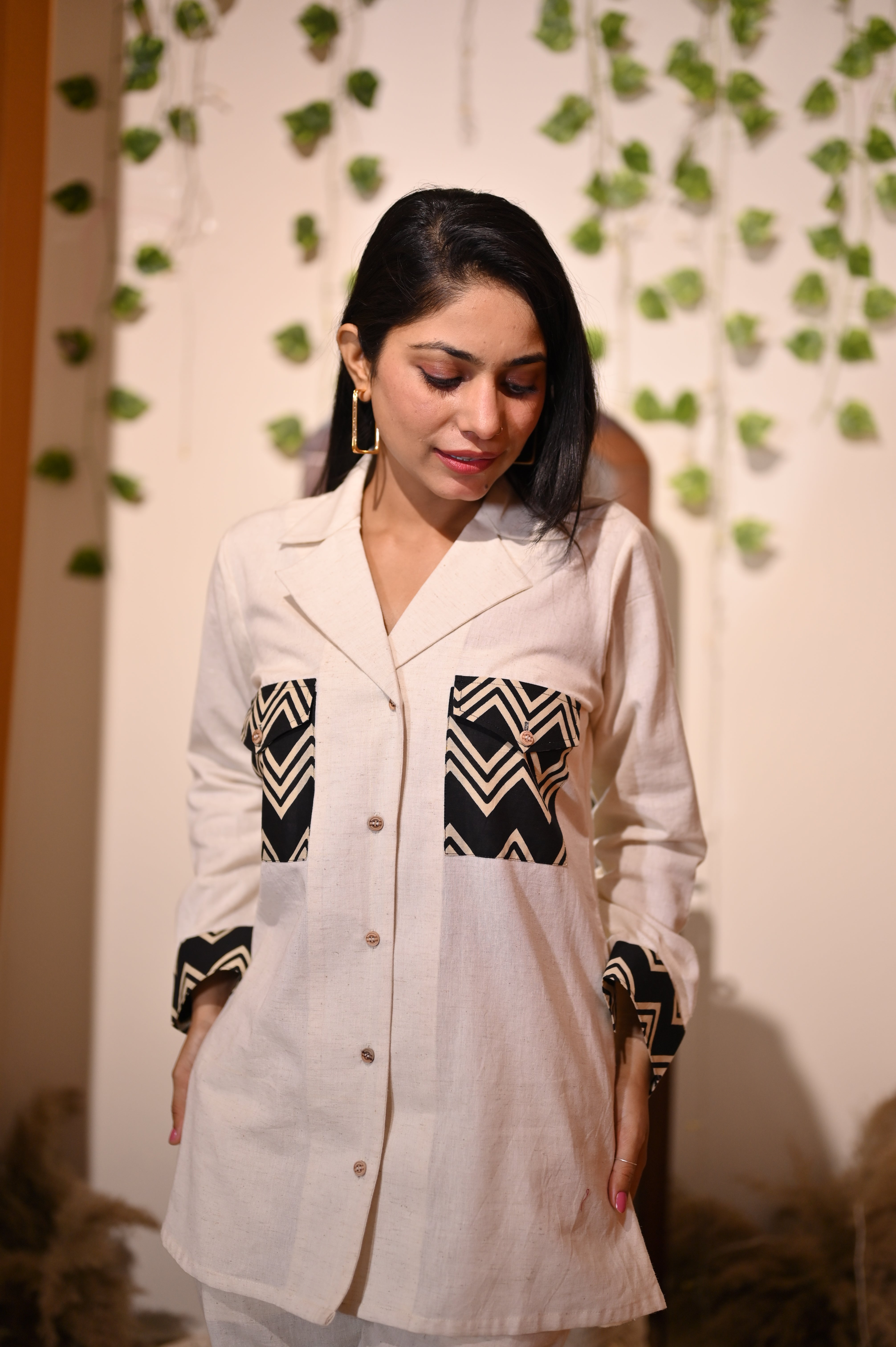 Black Pocket Khadi Co-ord Set