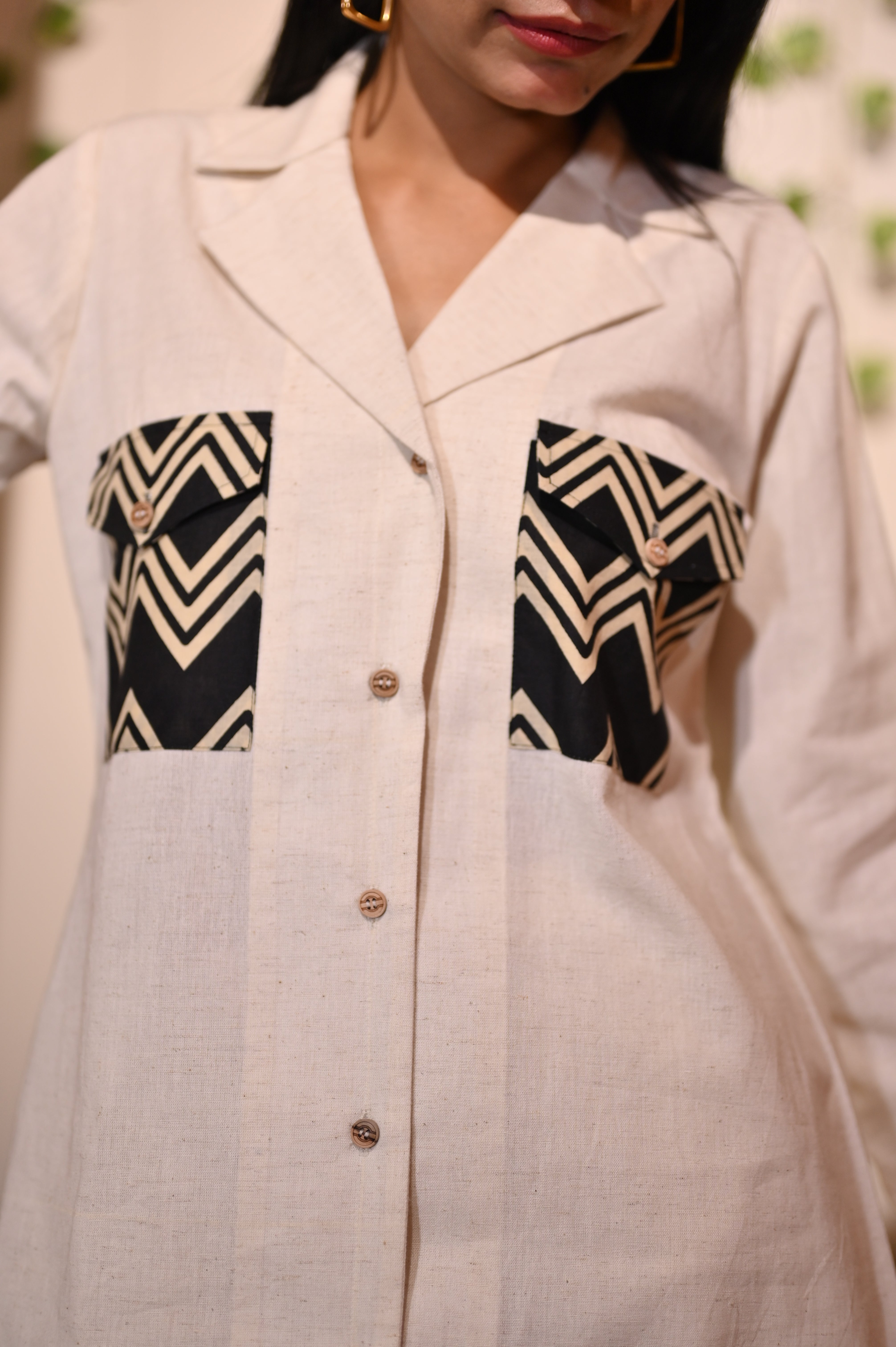 Black Pocket Khadi Co-ord Set