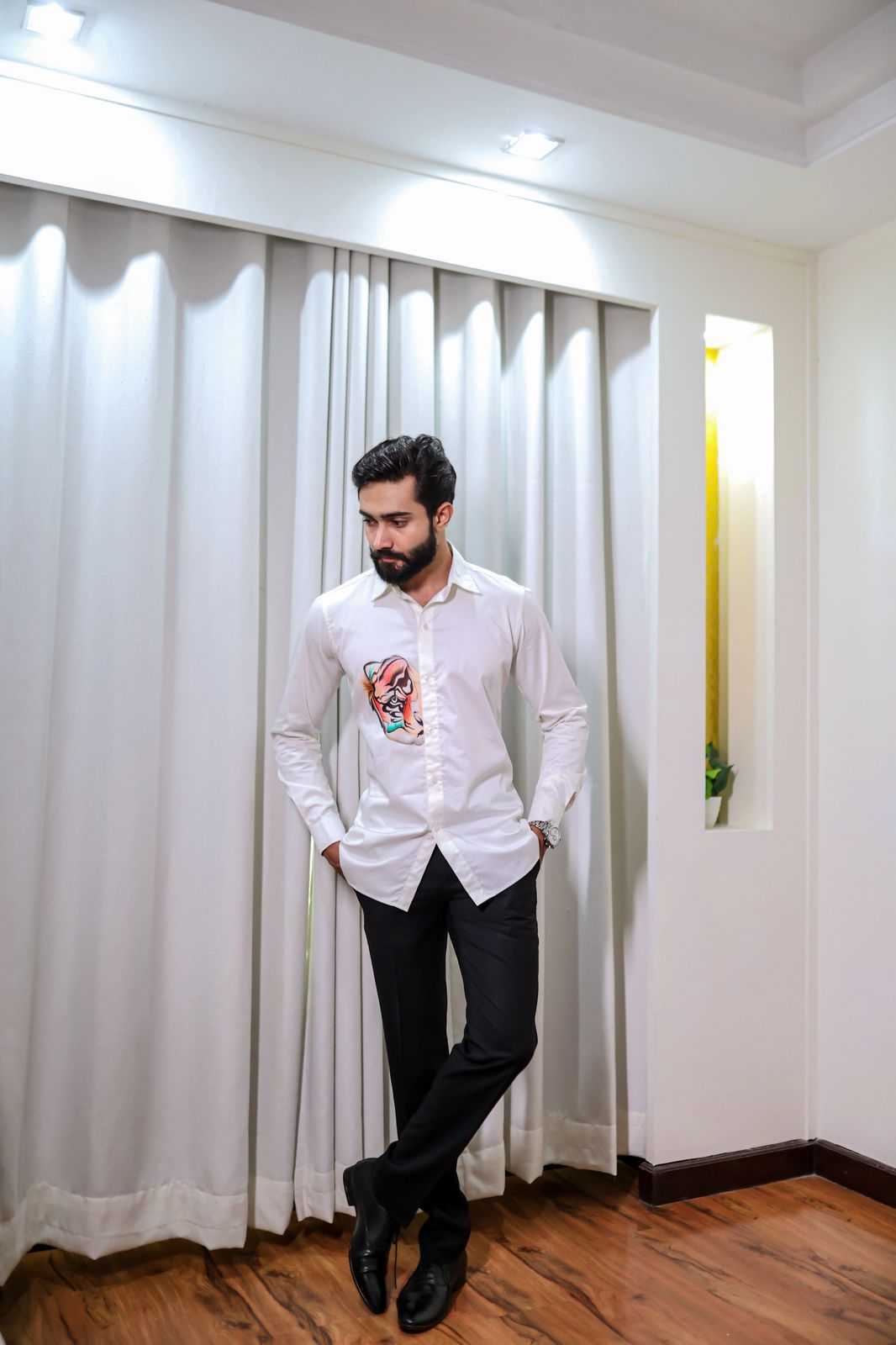 White Tiger Hand Paint Statement Shirt