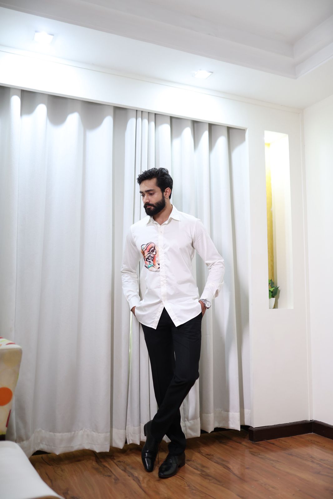 White Tiger Hand Paint Statement Shirt