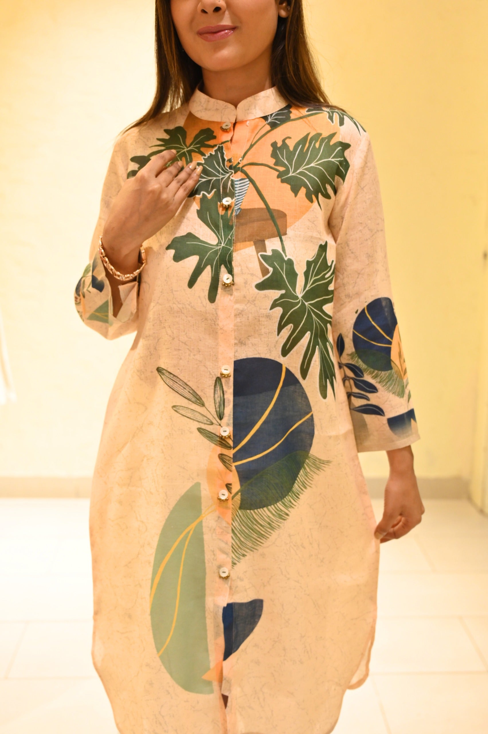 Spring Blooming Linen Kurta