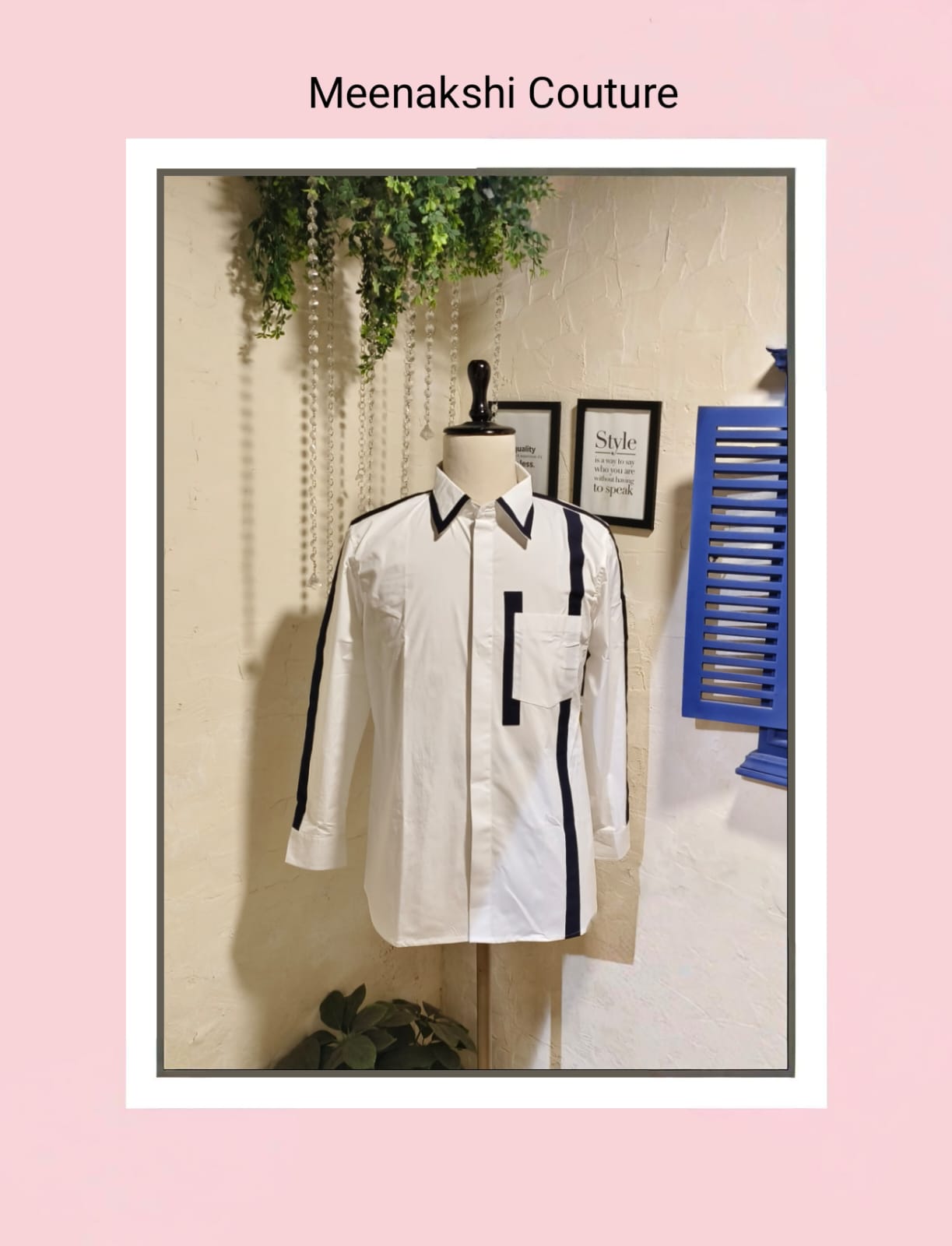 White Statement Shirt With Front Pocket & Black Strips